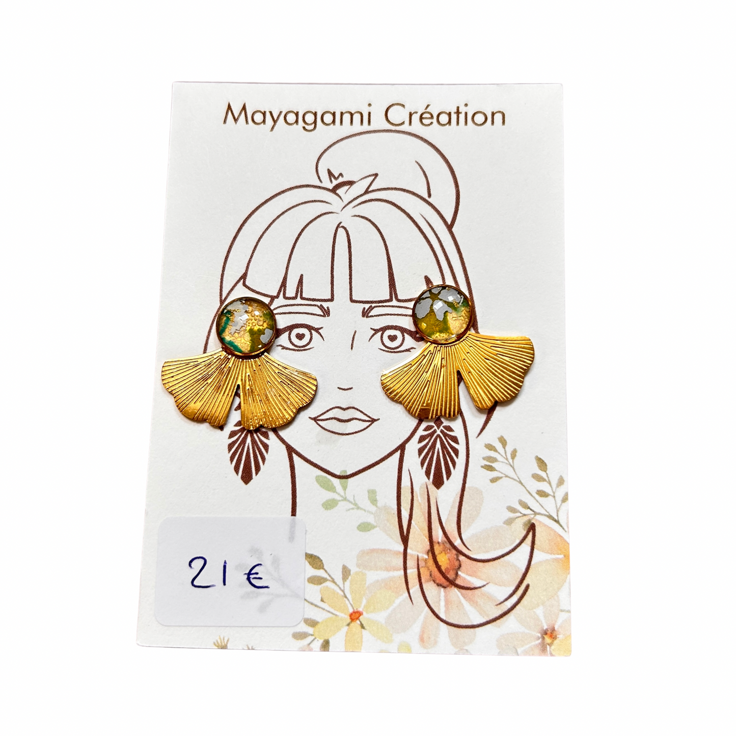 Boucles d’oreilles ginkgo Mayagami création