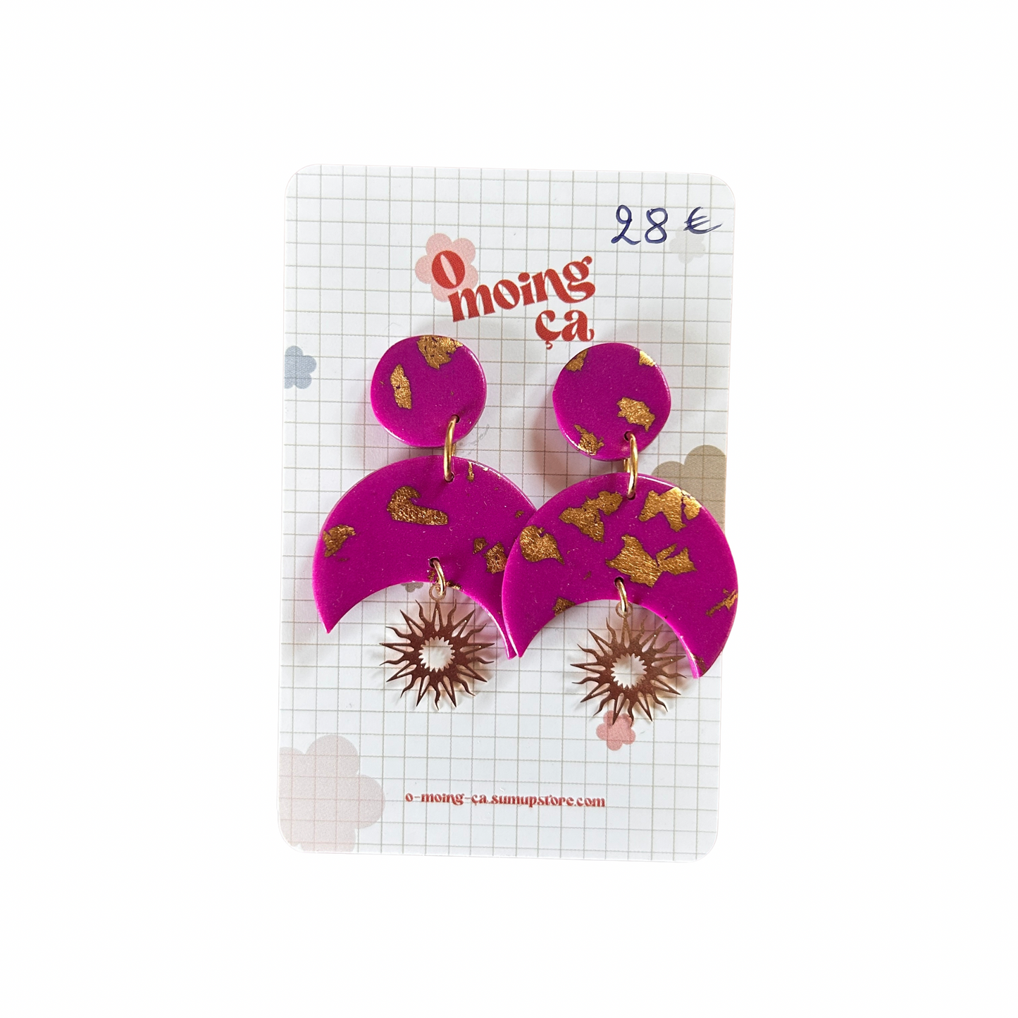 Boucles d’oreilles Lune ou cœur O moing ça