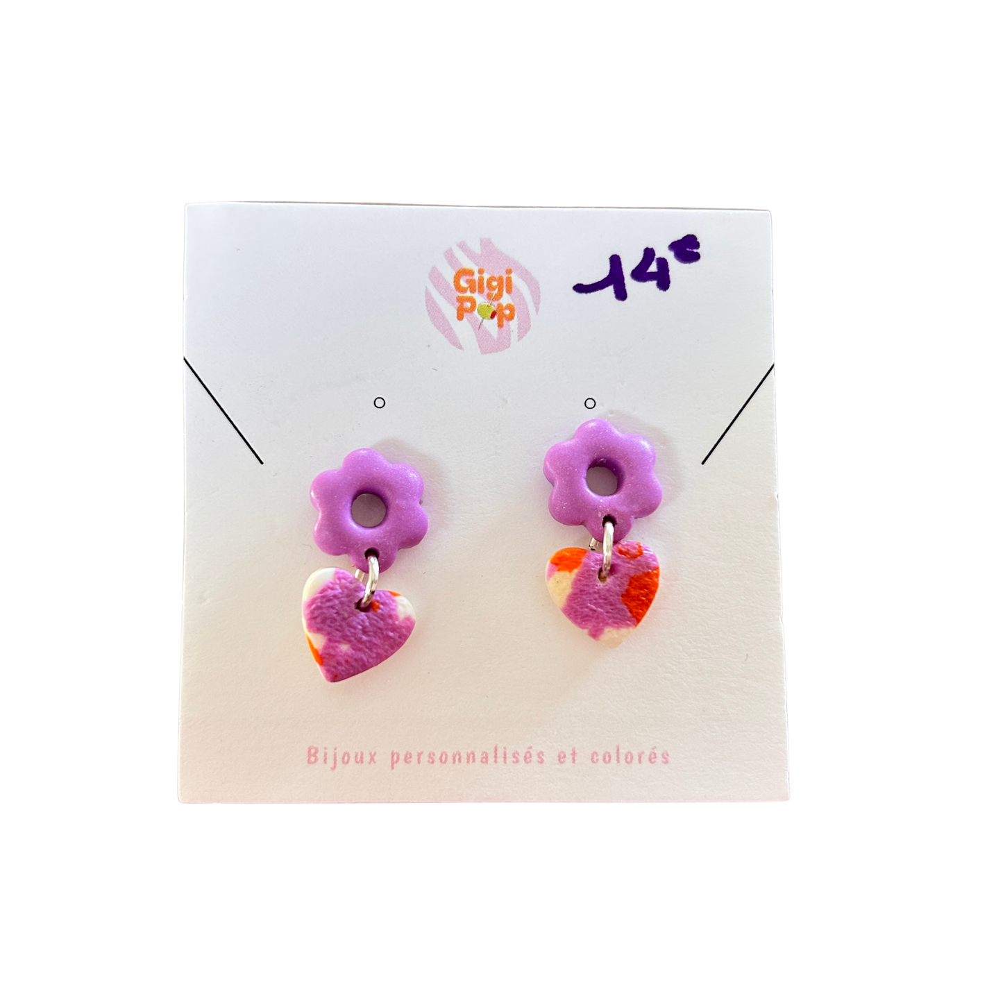 Boucles d’oreilles Fleur / cœur Gigi Pop