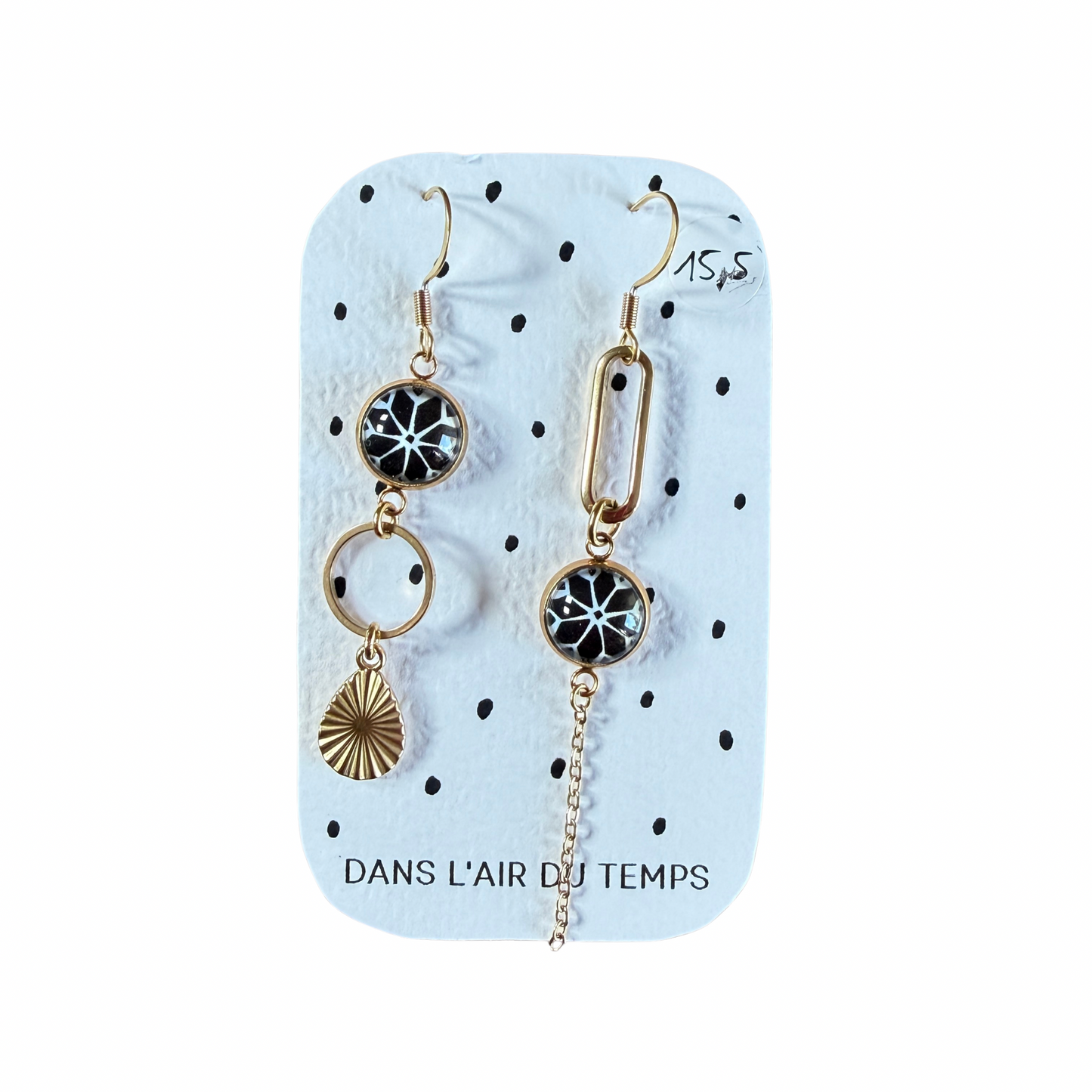 Boucles d’oreilles cabochon Dans l’air du temps