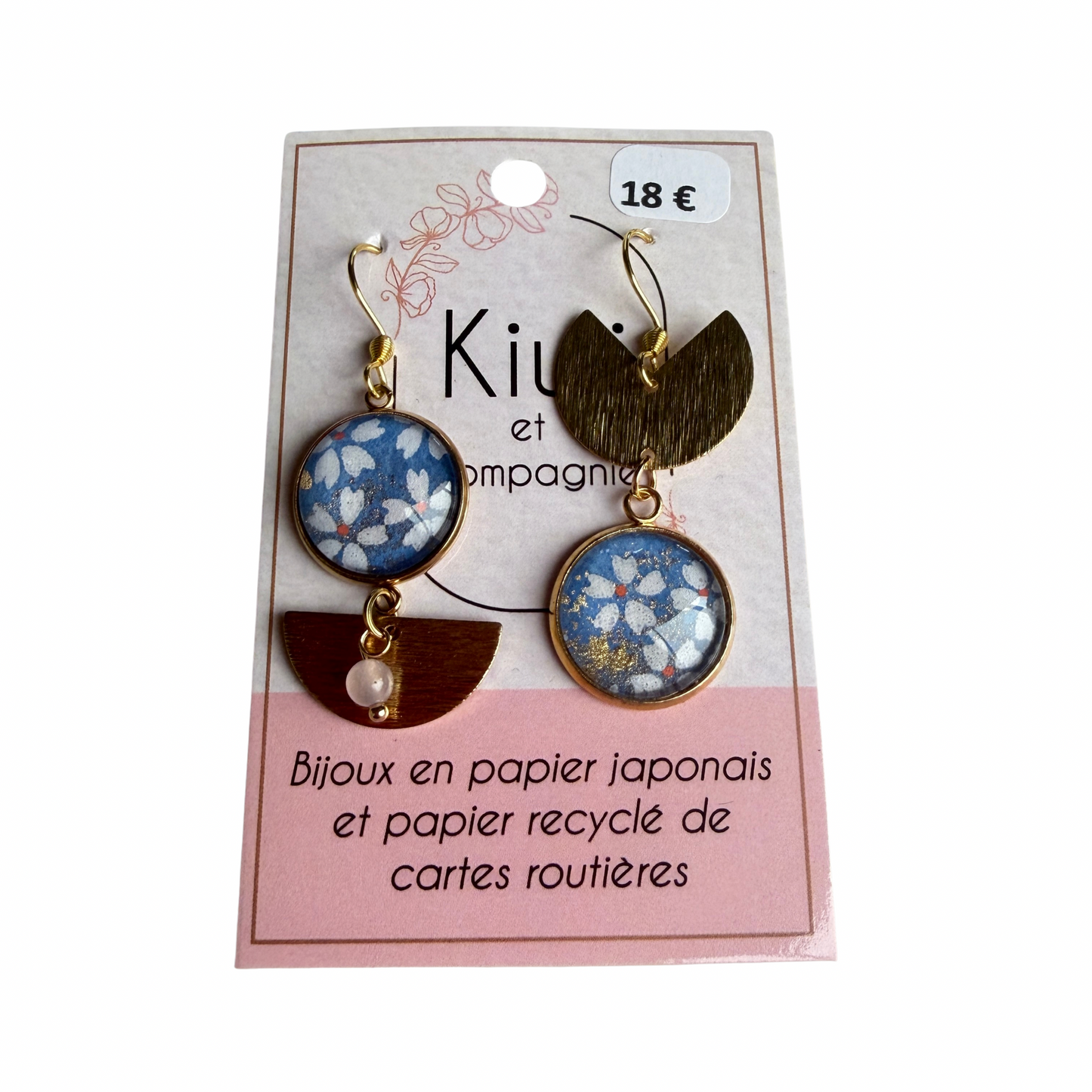 Boucles d’oreilles en papier japonais Kiwi & compagnie