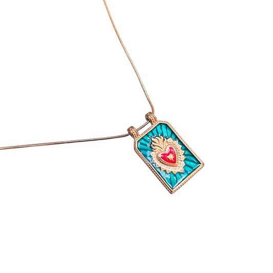 Collier médaillon coloré Lunaria
