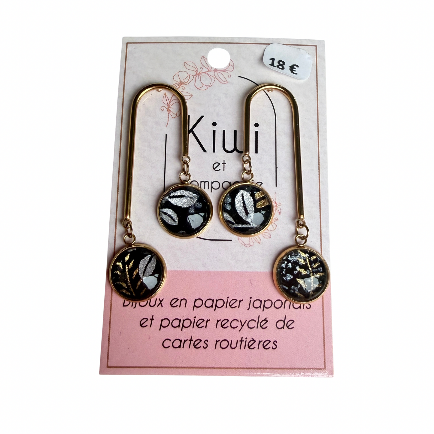 Boucles d’oreilles en papier japonais Kiwi & compagnie