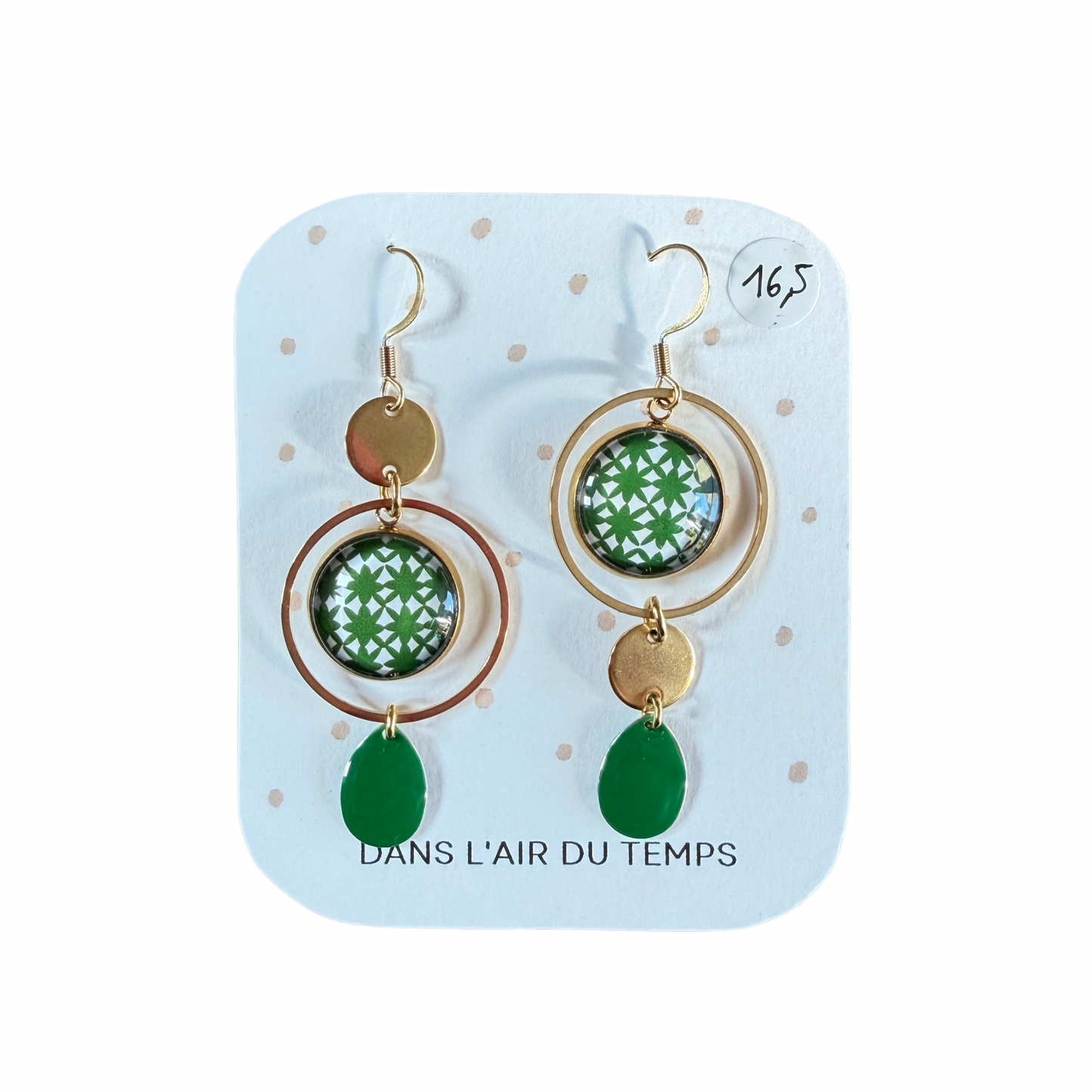 Boucles d’oreilles cabochon Dans l’air du temps