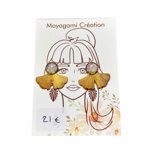 Boucles d’oreilles ginkgo Mayagami création