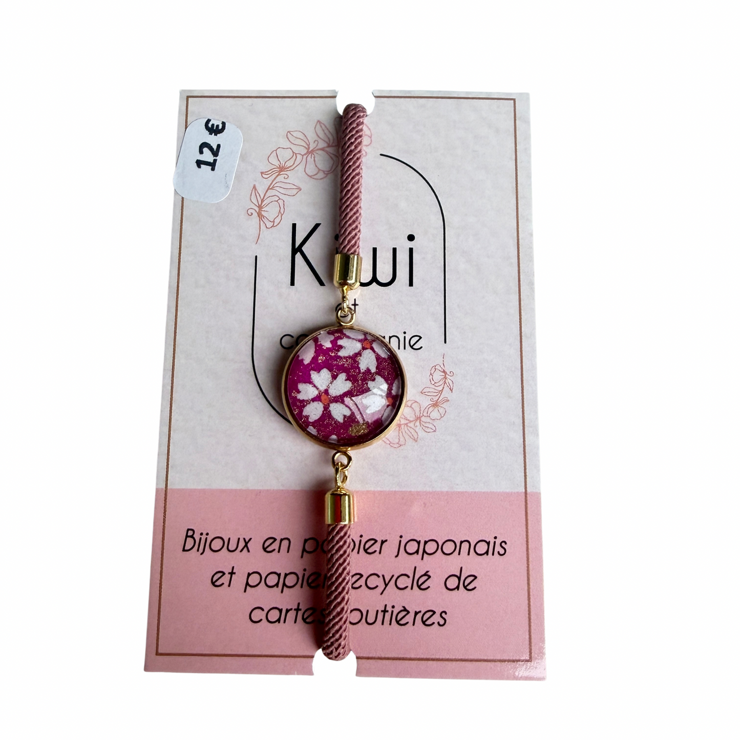 Bracelet en papier japonais Kiwi & japonais
