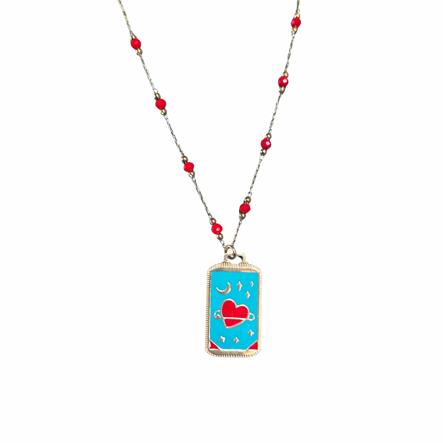 Collier pendentif perlé Lunaria