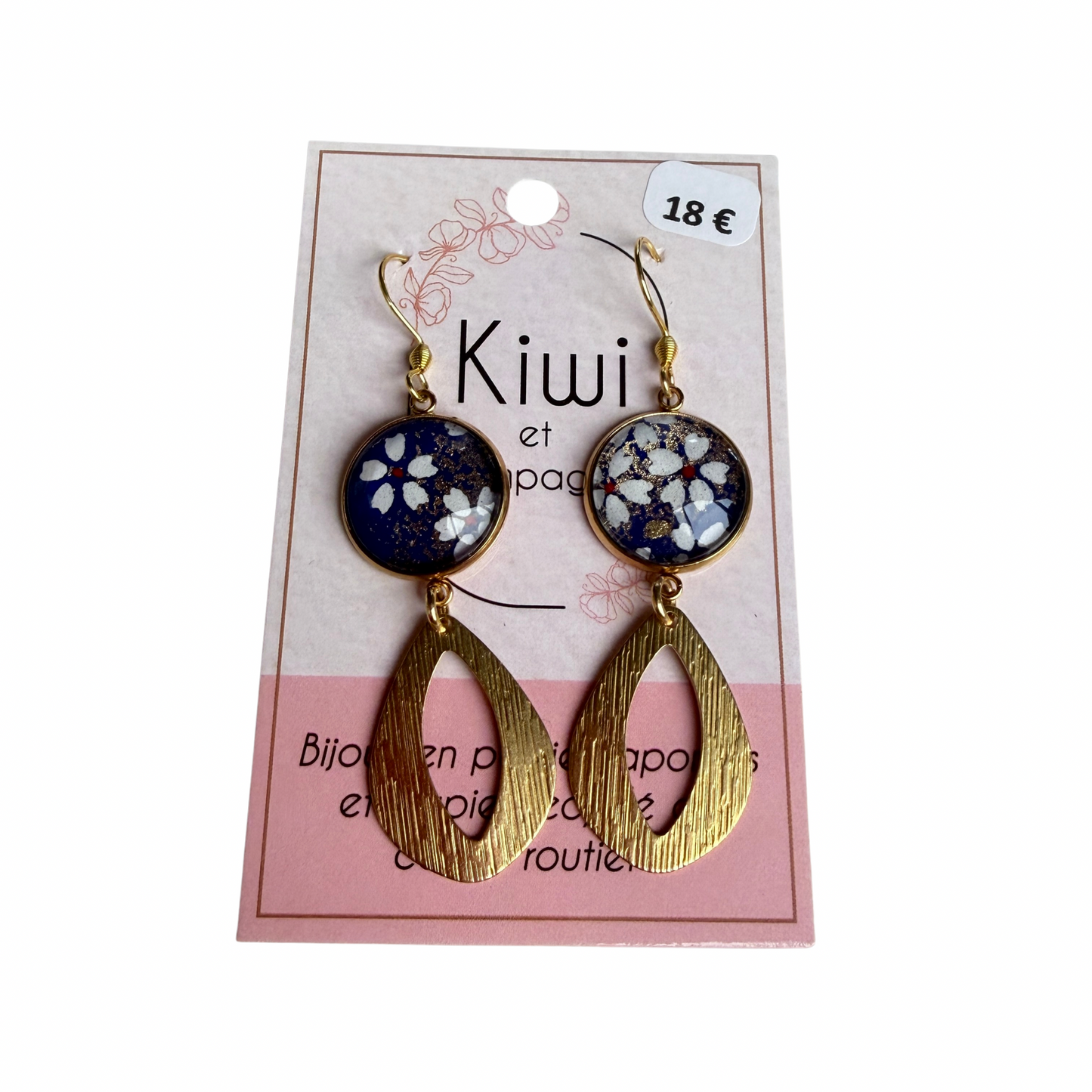 Boucles d’oreilles en papier japonais Kiwi & compagnie