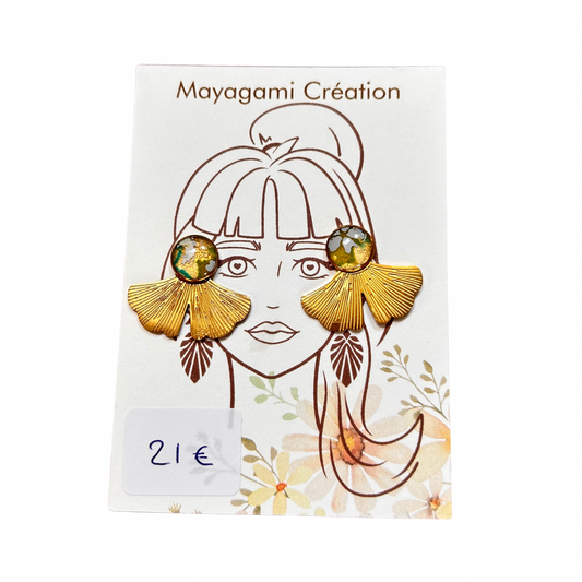 Boucles d’oreilles ginkgo Mayagami création