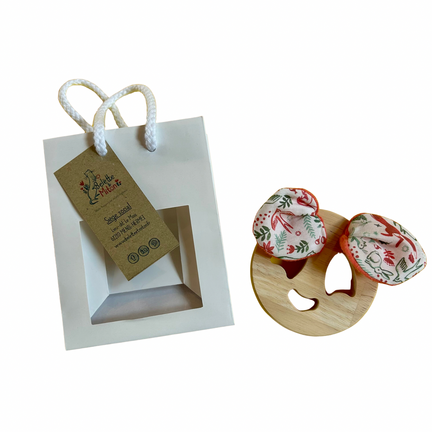 Hochet en bois Belette et miton