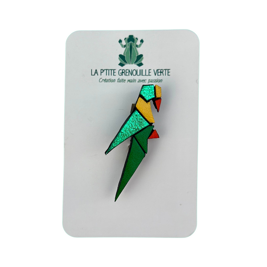 Broche Perroquet La p'tite grenouille verte