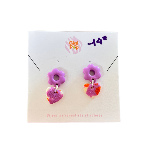 Boucles d’oreilles Fleur / cœur Gigi Pop