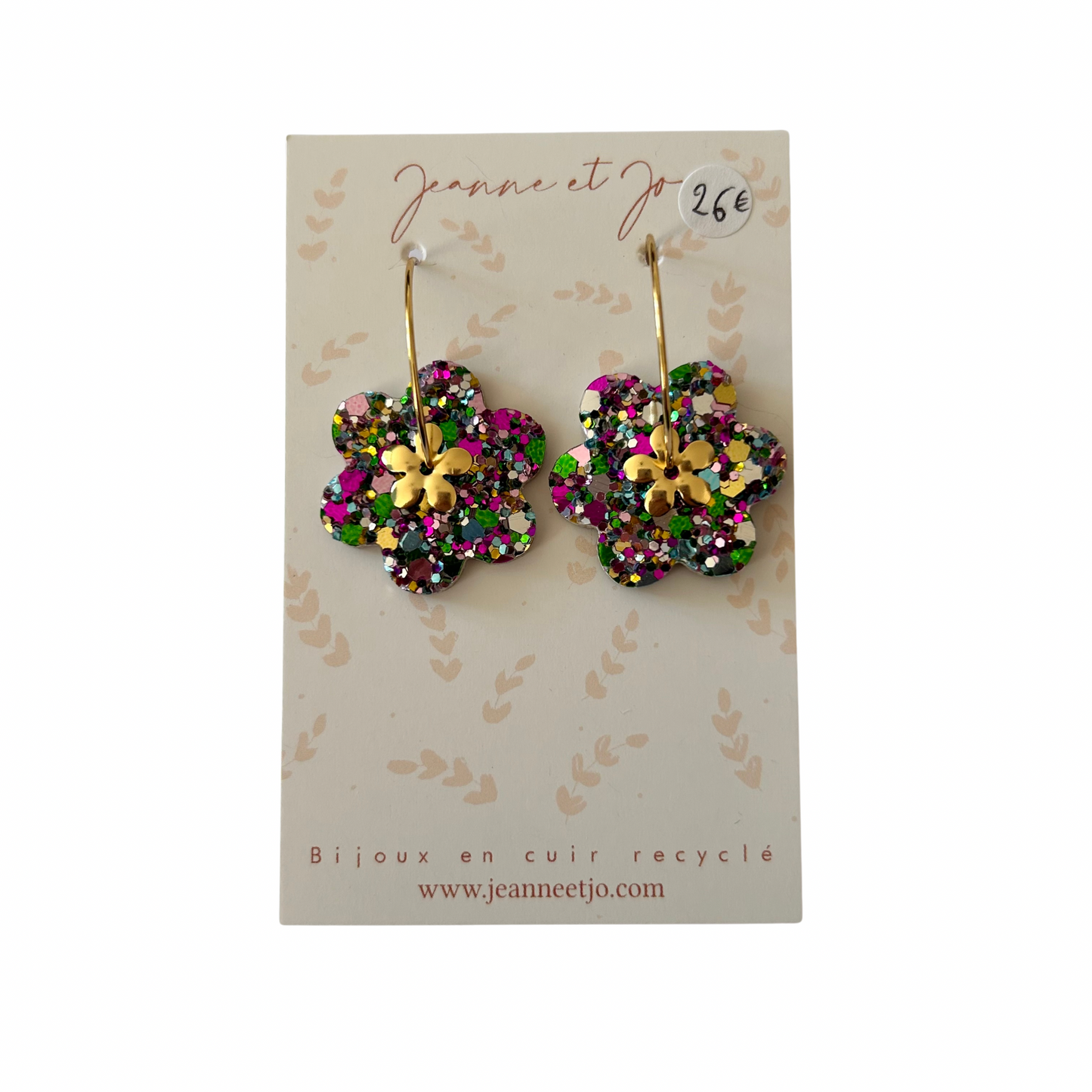 Boucles d’oreilles fleur paillettes Jeanne et Jo