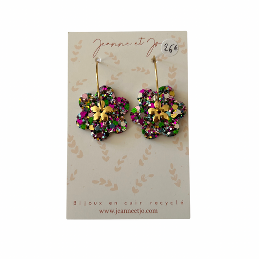 Boucles d’oreilles fleur paillettes Jeanne et Jo