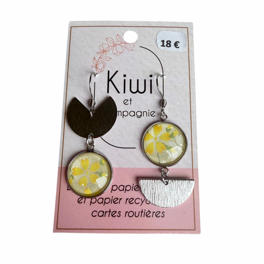 Boucles d’oreilles en papier japonais Kiwi & compagnie