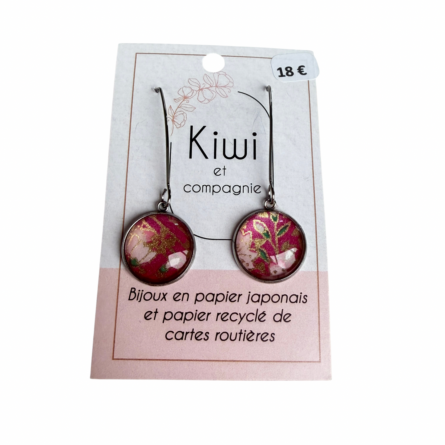 Boucles d’oreilles en papier japonais Kiwi & compagnie