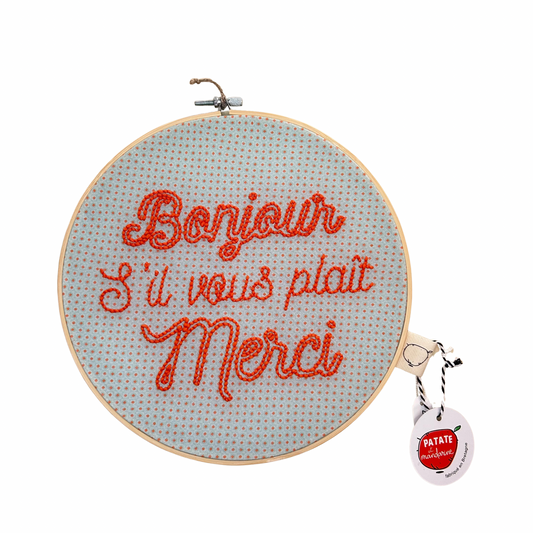 Tambour brodé Patate et Mandarine